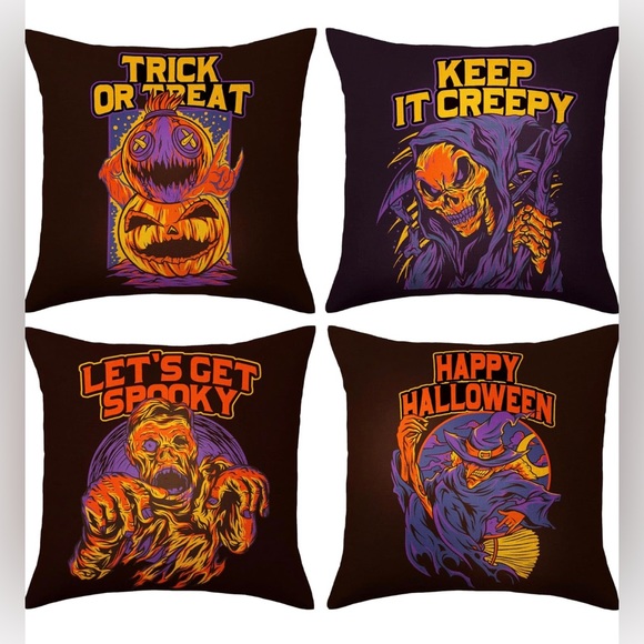 NEW Linen Spooky Pillow Cases (4) 👻 - Picture 1 of 7